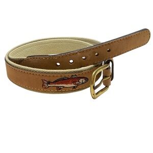 Zeppelin Mens Leather & Canvas Fishing Belt, Tan & Brown, Size 40.